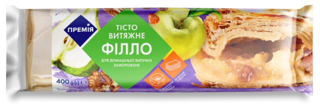 Тісто Філло витяжне Премія для домашньої випічки заморожене 400г